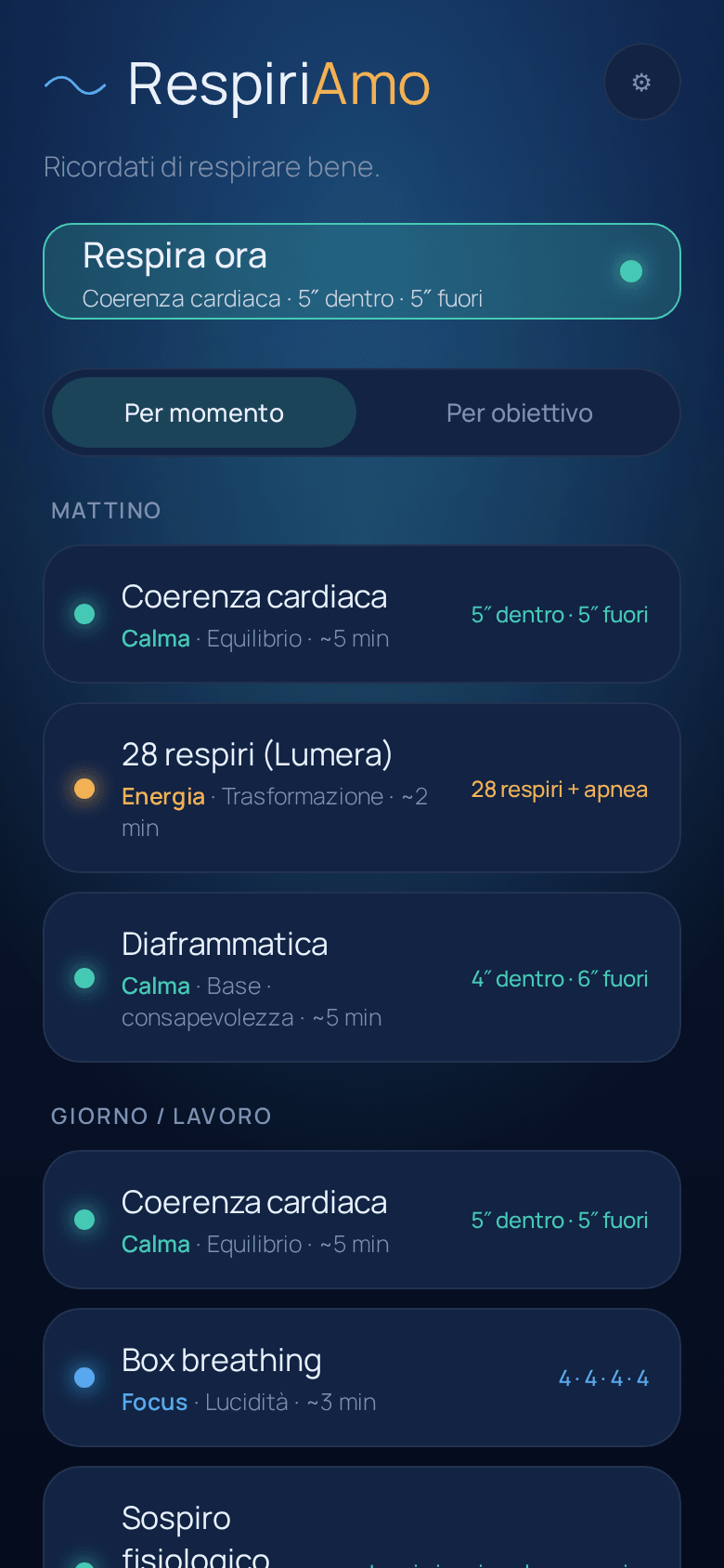 L'app RespiriAmo: una sessione di respirazione guidata